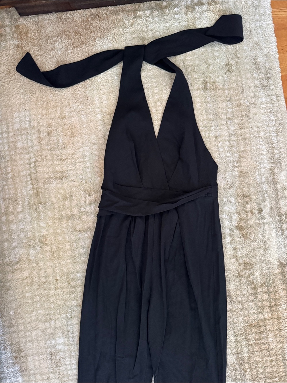 Zimmerman silk cotton Black Halter Jumpsuit with Tie Neck
